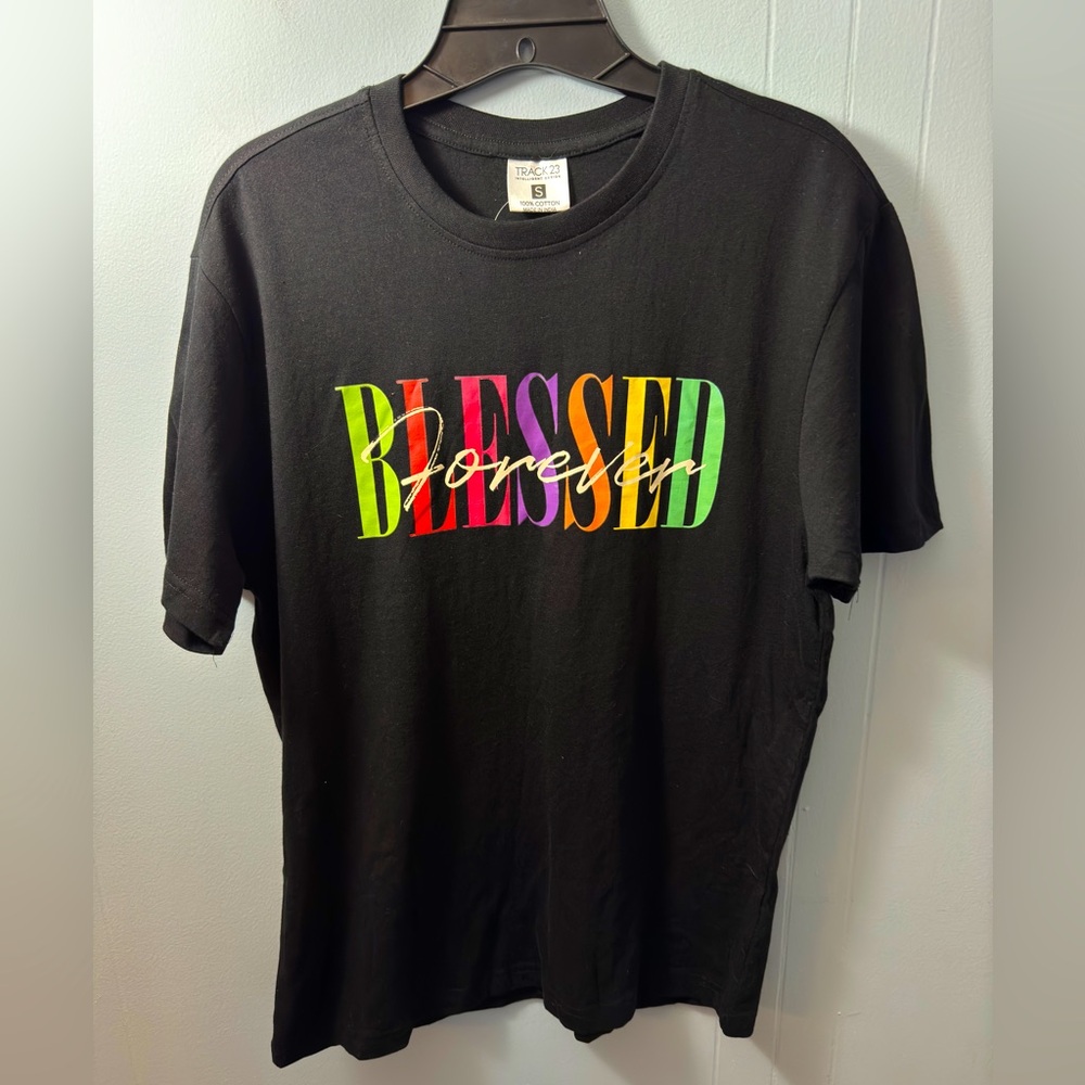 Mens Track23 “Blessed Forever” Black T Shirt, Size Small. New